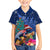 New Zealand Tuatara Christmas Family Matching Puletasi and Hawaiian Shirt Silver Fern and Xmas Pohutukawa Tree Blue Color