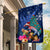 New Zealand Tuatara Christmas Garden Flag Silver Fern and Xmas Pohutukawa Tree Blue Color