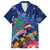 New Zealand Tuatara Christmas Hawaiian Shirt Silver Fern and Xmas Pohutukawa Tree Blue Color