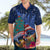 New Zealand Tuatara Christmas Hawaiian Shirt Silver Fern and Xmas Pohutukawa Tree Blue Color