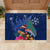 New Zealand Tuatara Christmas Rubber Doormat Silver Fern and Xmas Pohutukawa Tree Blue Color