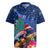 New Zealand Tuatara Christmas Rugby Jersey Silver Fern and Xmas Pohutukawa Tree Blue Color