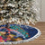 New Zealand Tuatara Christmas Tree Skirt Silver Fern and Xmas Pohutukawa Tree Blue Color