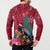 New Zealand Tuatara Christmas Button Sweatshirt Silver Fern and Xmas Pohutukawa Tree Red Color