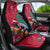 New Zealand Tuatara Christmas Car Seat Cover Silver Fern and Xmas Pohutukawa Tree Red Color