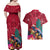 New Zealand Tuatara Christmas Couples Matching Off Shoulder Maxi Dress and Hawaiian Shirt Silver Fern and Xmas Pohutukawa Tree Red Color