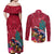 New Zealand Tuatara Christmas Couples Matching Off Shoulder Maxi Dress and Long Sleeve Button Shirt Silver Fern and Xmas Pohutukawa Tree Red Color