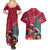 New Zealand Tuatara Christmas Couples Matching Summer Maxi Dress and Hawaiian Shirt Silver Fern and Xmas Pohutukawa Tree Red Color