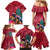 New Zealand Tuatara Christmas Family Matching Mermaid Dress and Hawaiian Shirt Silver Fern and Xmas Pohutukawa Tree Red Color