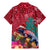 New Zealand Tuatara Christmas Family Matching Mermaid Dress and Hawaiian Shirt Silver Fern and Xmas Pohutukawa Tree Red Color