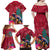 New Zealand Tuatara Christmas Family Matching Off Shoulder Maxi Dress and Hawaiian Shirt Silver Fern and Xmas Pohutukawa Tree Red Color