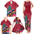 New Zealand Tuatara Christmas Family Matching Tank Maxi Dress and Hawaiian Shirt Silver Fern and Xmas Pohutukawa Tree Red Color