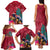 New Zealand Tuatara Christmas Family Matching Tank Maxi Dress and Hawaiian Shirt Silver Fern and Xmas Pohutukawa Tree Red Color