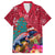 New Zealand Tuatara Christmas Hawaiian Shirt Silver Fern and Xmas Pohutukawa Tree Red Color