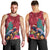 New Zealand Tuatara Christmas Men Tank Top Silver Fern and Xmas Pohutukawa Tree Red Color