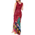 New Zealand Tuatara Christmas Tank Maxi Dress Silver Fern and Xmas Pohutukawa Tree Red Color