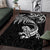 New Zealand Tuatara Tribal Tattoo Area Rug Silver Fern and Maori Pattern Black Color