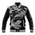 New Zealand Tuatara Tribal Tattoo Baseball Jacket Silver Fern and Maori Pattern Black Color