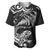 New Zealand Tuatara Tribal Tattoo Baseball Jersey Silver Fern and Maori Pattern Black Color