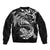 New Zealand Tuatara Tribal Tattoo Bomber Jacket Silver Fern and Maori Pattern Black Color