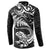 New Zealand Tuatara Tribal Tattoo Button Sweatshirt Silver Fern and Maori Pattern Black Color