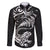 New Zealand Tuatara Tribal Tattoo Family Matching Long Sleeve Bodycon Dress and Hawaiian Shirt Silver Fern and Maori Pattern Black Color