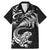 New Zealand Tuatara Tribal Tattoo Family Matching Mermaid Dress and Hawaiian Shirt Silver Fern and Maori Pattern Black Color