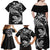 New Zealand Tuatara Tribal Tattoo Family Matching Off Shoulder Maxi Dress and Hawaiian Shirt Silver Fern and Maori Pattern Black Color