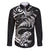 New Zealand Tuatara Tribal Tattoo Family Matching Puletasi and Hawaiian Shirt Silver Fern and Maori Pattern Black Color