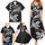 New Zealand Tuatara Tribal Tattoo Family Matching Summer Maxi Dress and Hawaiian Shirt Silver Fern and Maori Pattern Black Color