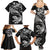 New Zealand Tuatara Tribal Tattoo Family Matching Summer Maxi Dress and Hawaiian Shirt Silver Fern and Maori Pattern Black Color