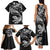 New Zealand Tuatara Tribal Tattoo Family Matching Tank Maxi Dress and Hawaiian Shirt Silver Fern and Maori Pattern Black Color