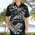 New Zealand Tuatara Tribal Tattoo Hawaiian Shirt Silver Fern and Maori Pattern Black Color