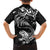 New Zealand Tuatara Tribal Tattoo Hawaiian Shirt Silver Fern and Maori Pattern Black Color