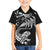 New Zealand Tuatara Tribal Tattoo Kid Hawaiian Shirt Silver Fern and Maori Pattern Black Color