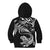 New Zealand Tuatara Tribal Tattoo Kid Hoodie Silver Fern and Maori Pattern Black Color