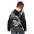 New Zealand Tuatara Tribal Tattoo Kid Hoodie Silver Fern and Maori Pattern Black Color