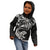 New Zealand Tuatara Tribal Tattoo Kid Hoodie Silver Fern and Maori Pattern Black Color