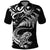 New Zealand Tuatara Tribal Tattoo Polo Shirt Silver Fern and Maori Pattern Black Color