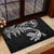 New Zealand Tuatara Tribal Tattoo Rubber Doormat Silver Fern and Maori Pattern Black Color