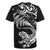 New Zealand Tuatara Tribal Tattoo Rugby Jersey Silver Fern and Maori Pattern Black Color