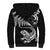 New Zealand Tuatara Tribal Tattoo Sherpa Hoodie Silver Fern and Maori Pattern Black Color