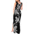 New Zealand Tuatara Tribal Tattoo Tank Maxi Dress Silver Fern and Maori Pattern Black Color