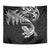 New Zealand Tuatara Tribal Tattoo Tapestry Silver Fern and Maori Pattern Black Color