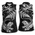 New Zealand Tuatara Tribal Tattoo Women Sleeveless Polo Shirt Silver Fern and Maori Pattern Black Color