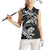 New Zealand Tuatara Tribal Tattoo Women Sleeveless Polo Shirt Silver Fern and Maori Pattern Black Color