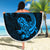 New Zealand Tuatara Tribal Tattoo Beach Blanket Silver Fern and Maori Pattern Blue Color