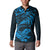 New Zealand Tuatara Tribal Tattoo Button Sweatshirt Silver Fern and Maori Pattern Blue Color