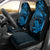 New Zealand Tuatara Tribal Tattoo Car Seat Cover Silver Fern and Maori Pattern Blue Color