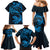 New Zealand Tuatara Tribal Tattoo Family Matching Mermaid Dress and Hawaiian Shirt Silver Fern and Maori Pattern Blue Color